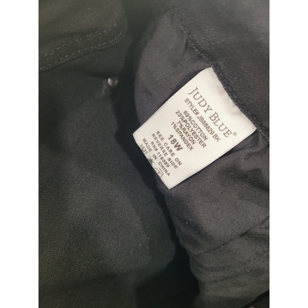 Judy Blue 18W Black High Rise Button Fly Raw Hem Cropped Wide Leg Jeans #2 - Picture 7 of 7